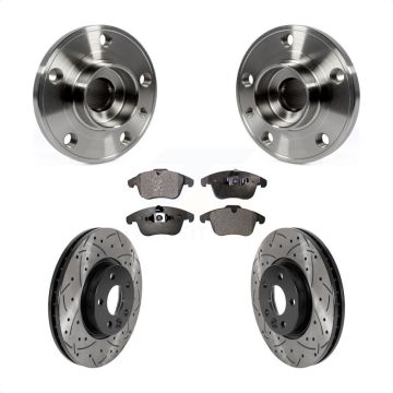Front Hub Bearing Assembly Drill Slot Brake Rotor Pads Kit For Volvo XC70 S60 V60 S80 V70 KBB-115797