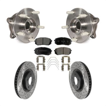 Front Hub Bearing Assembly Drilled Slot Brake Rotor Pad Kit For Hyundai Sonata Kia Optima KBB-115804