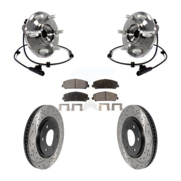 Front Hub Bearing Drilled Slot Brake Rotor & Pad Kit For INFINITI QX80 Nissan Armada QX56 KBB-115810