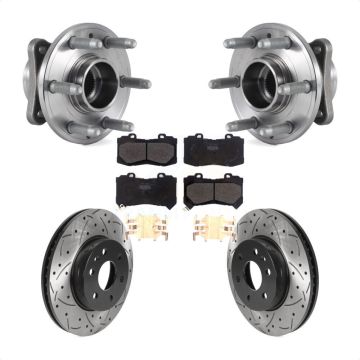 Front Hub Bearing Drilled Slot Brake Rotor Pads Kit For Chevrolet Colorado GMC Canyon 4WD KBB-115812