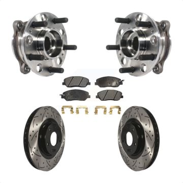 Front Hub Bearing Assembly Drilled Slot Brake Rotor Pads Kit For Hyundai Santa Fe XL 3.3L KBB-115813