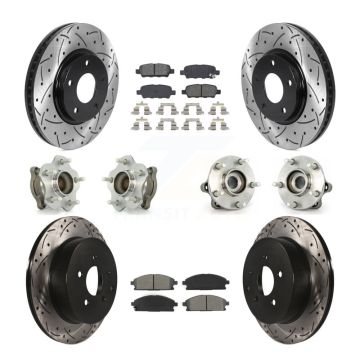 Front Rear Hub Bearing Coated Disc Brake Rotor Pads Kit (10Pc) For 2004-2009 Nissan Quest KBB-115827