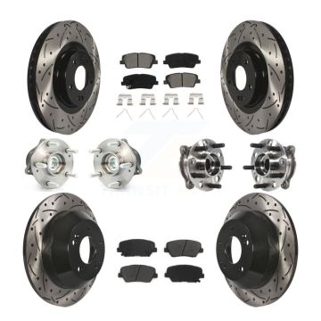 Front Rear Hub Bearing Coated Brake Rotor & Pad Kit (10Pc) For Hyundai Santa Fe Sport FWD KBB-115830