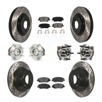 Front Rear Hub Bearing Coated Disc Brake Rotor Pad Kit (10Pc) For Hyundai Santa Fe XL FWD KBB-115831
