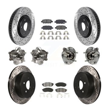 Front Rear Hub Bearing Coated Disc Brake Rotor Pads Kit (10Pc) For INFINITI FX35 FX37 RWD KBB-115833