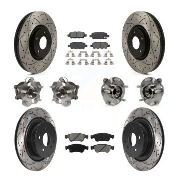 Front Rear Hub Bearings Coated Disc Brake Rotors And Pads Kit (10Pc) For INFINITI G35 Q60 KBB-115834