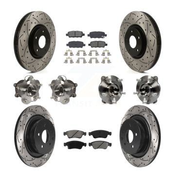 Front Rear Hub Bearings Coated Disc Brake Rotors And Pads Kit (10Pc) For INFINITI G35 Q60 KBB-115836