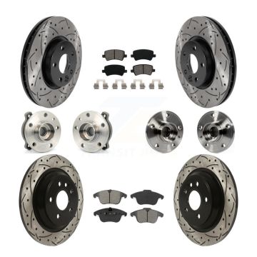 Front Rear Hub Bearing Coated Disc Brake Rotor Pad Kit (10Pc) For 2013-2014 Volvo S60 AWD KBB-115846