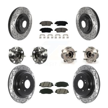 Front Rear Hub Bearing Coated Brake Rotor & Pads Kit (10Pc) For 2012 Hyundai Genesis 3.8L KBB-115847