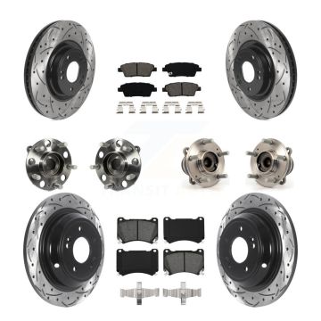 Front Rear Hub Bearings Coated Disc Brake Rotors And Pads Kit (10Pc) For Hyundai Genesis KBB-115849