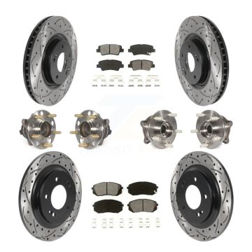 Front Rear Hub Bearing Coat Brake Rotor Pad Kit (10Pc) For 2015 Hyundai Sonata GAS engine KBB-115860