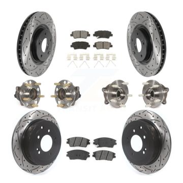 Front Rear Hub Bearings Coated Disc Brake Rotors And Pads Kit (10Pc) For Kia Sportage KBB-115861