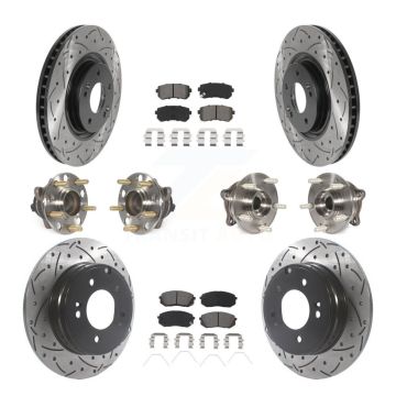 Front Rear Hub Bearing Assembly Coated Disc Brake Rotor And Pad Kit (10Pc) For Kia Optima KBB-115862
