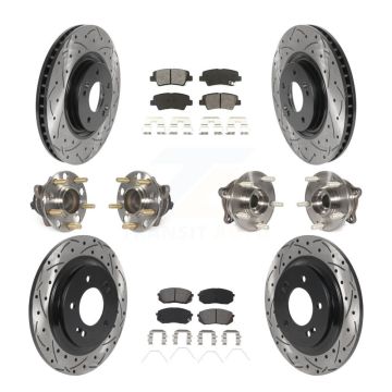 Front Rear Hub Bearing Coat Brake Rotor Pad Kit (10Pc) For 2016 Hyundai Sonata GAS engine KBB-115863
