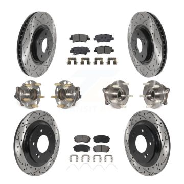 Front Rear Hub Bearing Assembly Coated Disc Brake Rotor And Pad Kit (10Pc) For Kia Optima KBB-115864