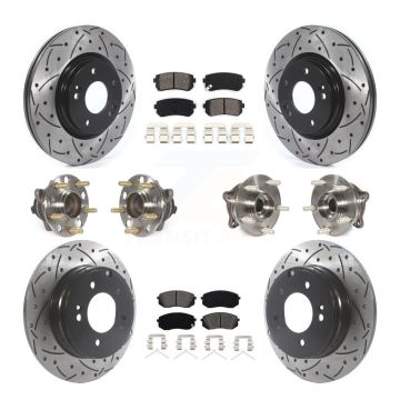 Front Rear Hub Bearing Coated Brake Rotor & Pads Kit (10Pc) For Hyundai Sonata GAS engine KBB-115866