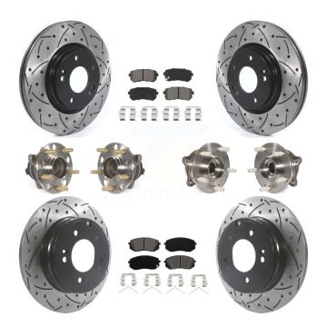 Front Rear Hub Bearing Assembly Coated Disc Brake Rotor And Pad Kit (10Pc) For Kia Optima KBB-115867