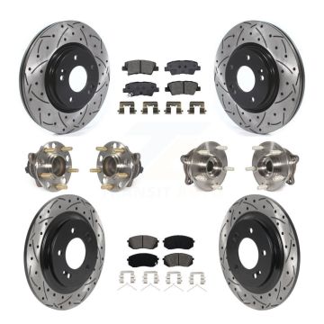 Front Rear Hub Bearing Assembly Coated Disc Brake Rotor And Pad Kit (10Pc) For Kia Optima KBB-115868