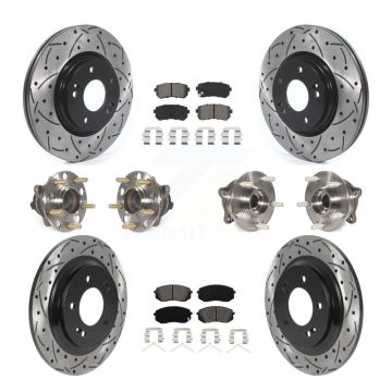 Front Rear Hub Bearing Assembly Coated Disc Brake Rotor And Pad Kit (10Pc) For Kia Optima KBB-115869