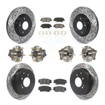 Front Rear Hub Bearing Coated Brake Rotor Pads Kit (10Pc) For Hyundai Tucson Kia Sportage KBB-115870