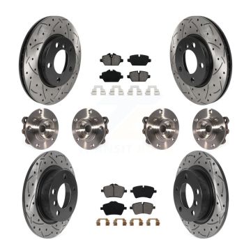 Front Rear Hub Bearing Coat Brake Rotor Pads Kit (10Pc) For 11 Mini Cooper Countryman AWD KBB-115873