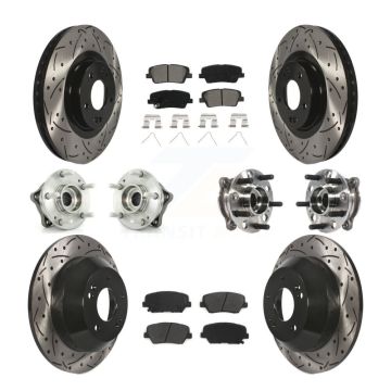 Front Rear Hub Bearing Coated Brake Rotor & Pad Kit (10Pc) For Hyundai Santa Fe Sport AWD KBB-115876