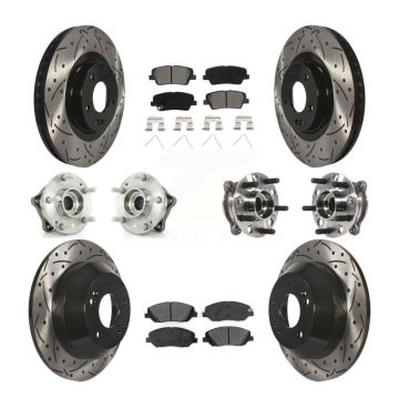 Front Rear Hub Bearing Coated Disc Brake Rotor Pad Kit (10Pc) For Hyundai Santa Fe XL AWD KBB-115877