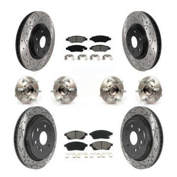 Front Rear Hub Bearing Coated Disc Brake Rotor Pads Kit (10Pc) For Cadillac SRX Saab 9-4X KBB-115880