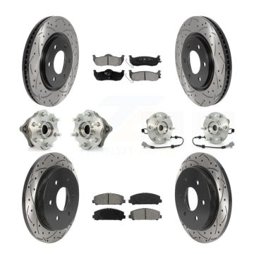 Front Rear Hub Bearings Coated Disc Brake Rotors And Pads Kit (10Pc) For Nissan Armada KBB-115881