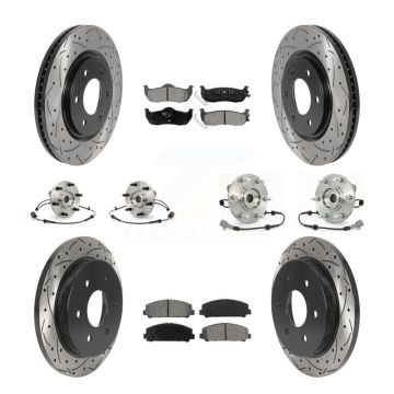 Front Rear Hub Bearing Coated Brake Rotor Pads Kit (10Pc) For Nissan Armada INFINITI QX56 KBB-115883