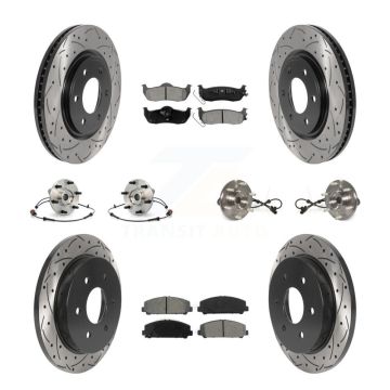 Front Rear Hub Bearings Coated Disc Brake Rotors And Pads Kit (10Pc) For Nissan Armada KBB-115884