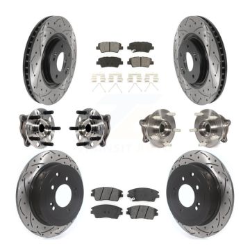 Front Rear Hub Bearings Coated Disc Brake Rotors And Pads Kit (10Pc) For Kia Sportage KBB-115889
