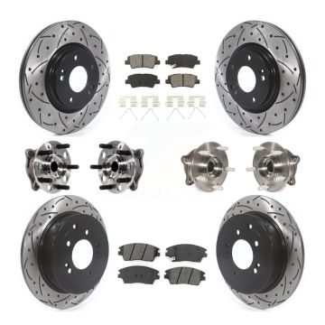 Front Rear Hub Bearing Coated Brake Rotor Pads Kit (10Pc) For Hyundai Tucson Kia Sportage KBB-115890