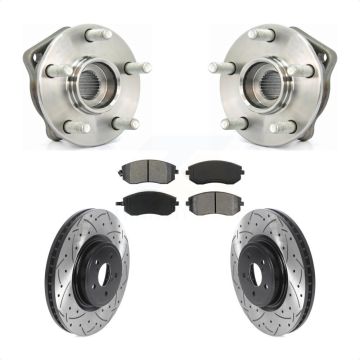 Front Hub Bearing Assembly Coated Drilled Slotted Brake Rotor & Pad Kit For Subaru Legacy KBB-115895