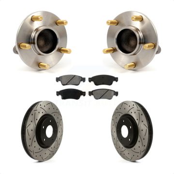 Front Hub Bearing Assembly Coated Drilled Slotted Brake Rotor & Pads Kit For INFINITI G35 KBB-115896