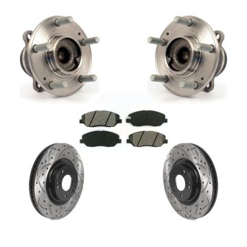 Front Hub Bearing Assembly Drilled Slot Brake Rotor Pad Kit For 2012 Hyundai Genesis 3.8L KBB-115897