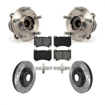 Front Hub Bearing Assembly Coated Drilled Slotted Brake Rotor Pad Kit For Hyundai Genesis KBB-115898