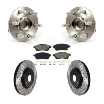 Front Hub Bearing Assembly Coat Drill Slot Brake Rotor Pad Kit For Cadillac SRX Saab 9-4X KBB-115901