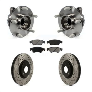 Front Hub Bearing Assembly Coated Drill Slot Brake Rotor Pad Kit For INFINITI G37 G35 Q60 KBB-115910