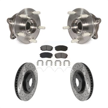 Front Hub Bearing Assembly Drilled Slot Brake Rotor Pad Kit For Hyundai Sonata Kia Optima KBB-115916