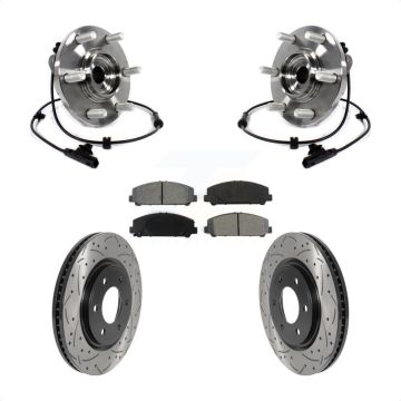 Front Hub Bearing Drilled Slot Brake Rotor & Pad Kit For INFINITI QX80 Nissan Armada QX56 KBB-115922
