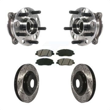 Front Hub Bearing Assembly Drilled Slot Brake Rotor Pads Kit For Hyundai Santa Fe XL 3.3L KBB-115925