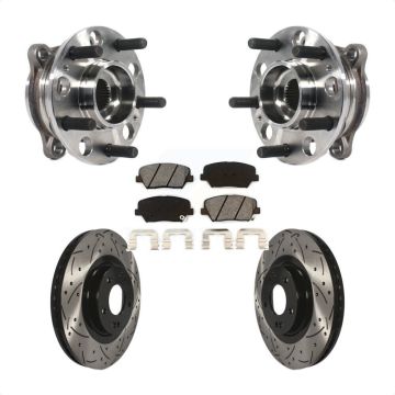 Front Hub Bearing Drilled Slot Brake Rotor & Pad Kit For Hyundai Santa Fe Sport 2.4L 2.0L KBB-115926