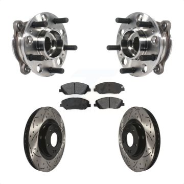 Front Hub Bearing Assembly Coated Drill Slot Brake Rotor Pads Kit For Hyundai Santa Fe XL KBB-115928