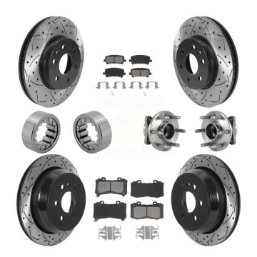 Front Rear Hub Bearing Coated Brake Rotor Pads Shoe Kit (10Pc) For Chevrolet Colorado GMC KBB-115933