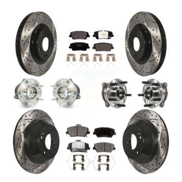 Front Rear Hub Bearing Coated Brake Rotor & Pad Kit (10Pc) For Hyundai Santa Fe Sport FWD KBB-115938