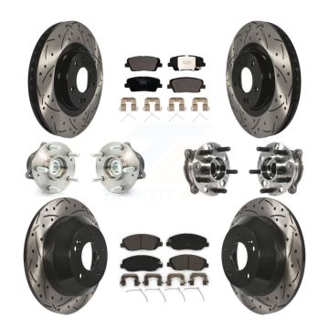 Front Rear Hub Bearing Coated Disc Brake Rotor Pad Kit (10Pc) For Hyundai Santa Fe XL FWD KBB-115939
