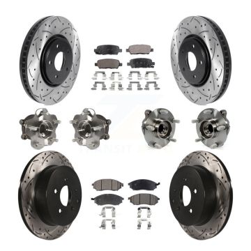 Front Rear Hub Bearing Coated Disc Brake Rotor Pads Kit (10Pc) For INFINITI FX35 FX37 RWD KBB-115941