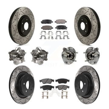Front Rear Hub Bearings Coated Disc Brake Rotors And Pads Kit (10Pc) For INFINITI G35 Q60 KBB-115942