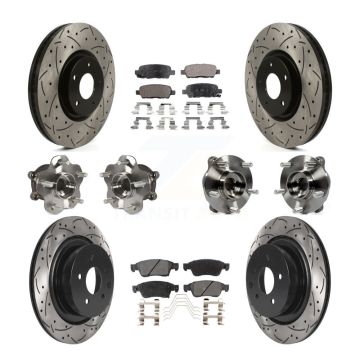Front Rear Hub Bearings Coated Disc Brake Rotors And Pads Kit (10Pc) For INFINITI G35 Q60 KBB-115944